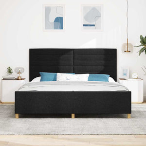 vidaXL Cadre de lit avec tête de lit Noir 200 x 200 cm Tissu