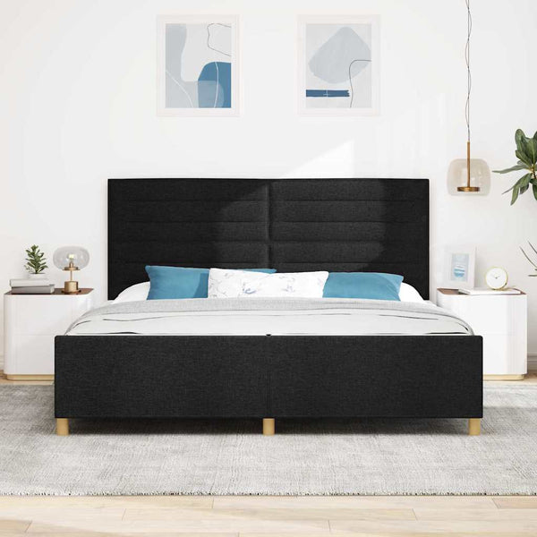 vidaXL Cadre de lit avec tête de lit Noir 200 x 200 cm Tissu