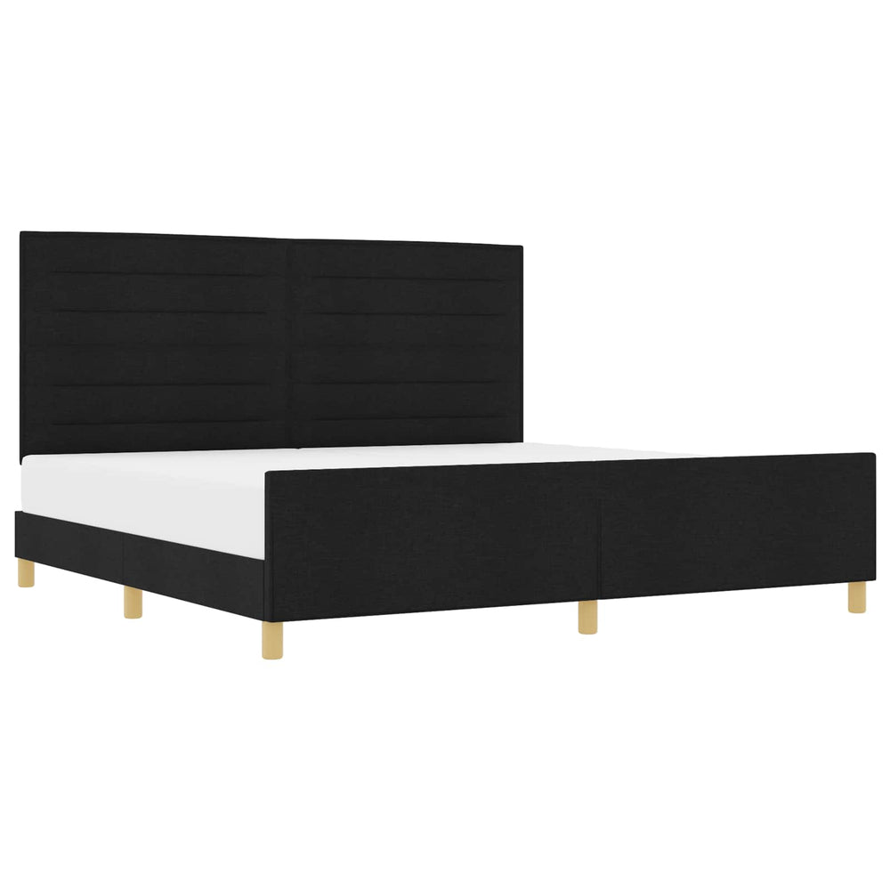 Bettgestell Schwarz 200x200 cm mit Stoff-Kopfteil
