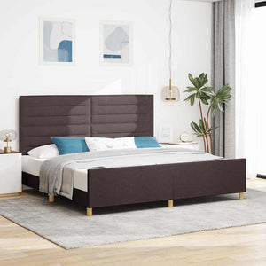 Dunkelbraunes Stoff-Bettgestell mit Kopfteil 200x200 cm