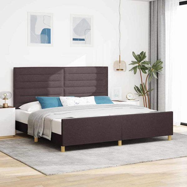 Dunkelbraunes Stoff-Bettgestell mit Kopfteil 200x200 cm