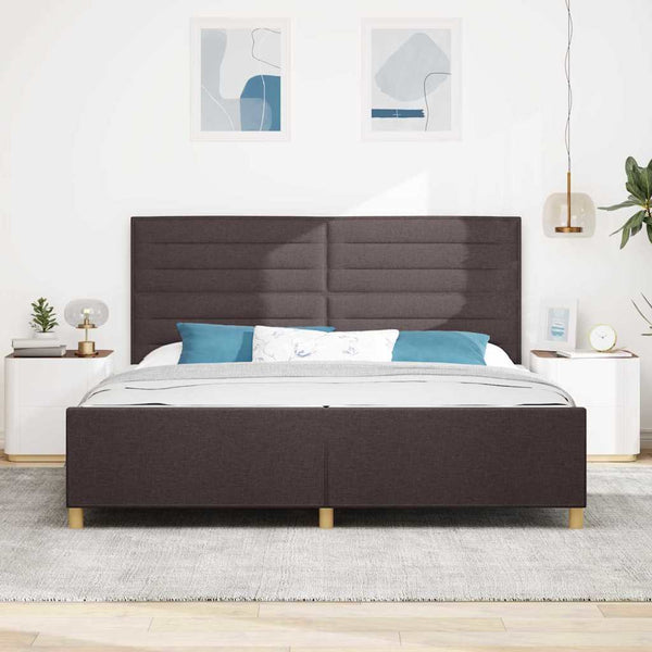 Dunkelbraunes Stoff-Bettgestell mit Kopfteil 200x200 cm