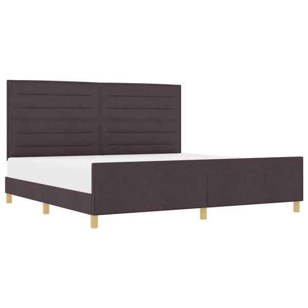 Dunkelbraunes Stoff-Bettgestell mit Kopfteil 200x200 cm