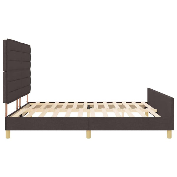 Dunkelbraunes Stoff-Bettgestell mit Kopfteil 200x200 cm