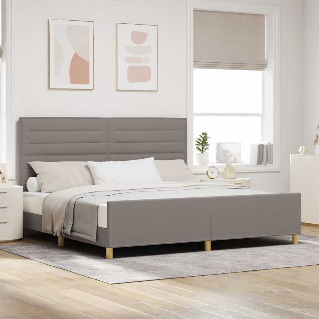 Bettgestell Taupe 200x200 cm Stoffbezug
