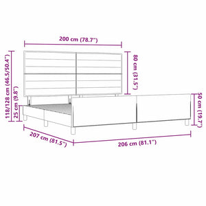 Bettgestell Taupe 200x200 cm Stoffbezug