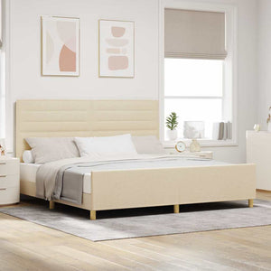 Bettgestell Creme 200x200 cm mit Kopfteil