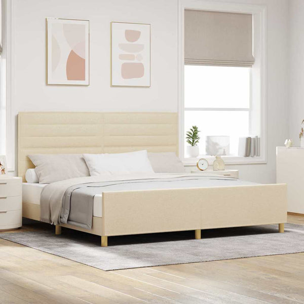 Bettgestell Creme 200x200 cm mit Kopfteil