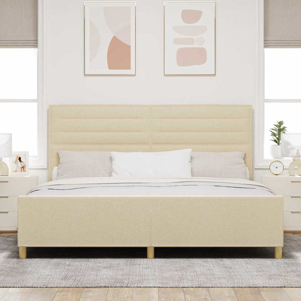 Bettgestell Creme 200x200 cm mit Kopfteil