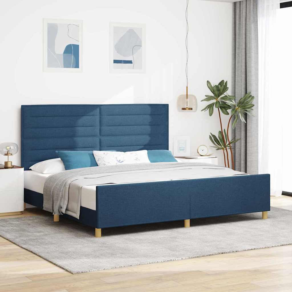 Blaues Bettgestell mit Kopfteil 200x200 cm