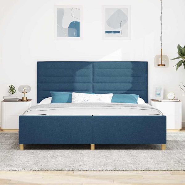Blaues Bettgestell mit Kopfteil 200x200 cm