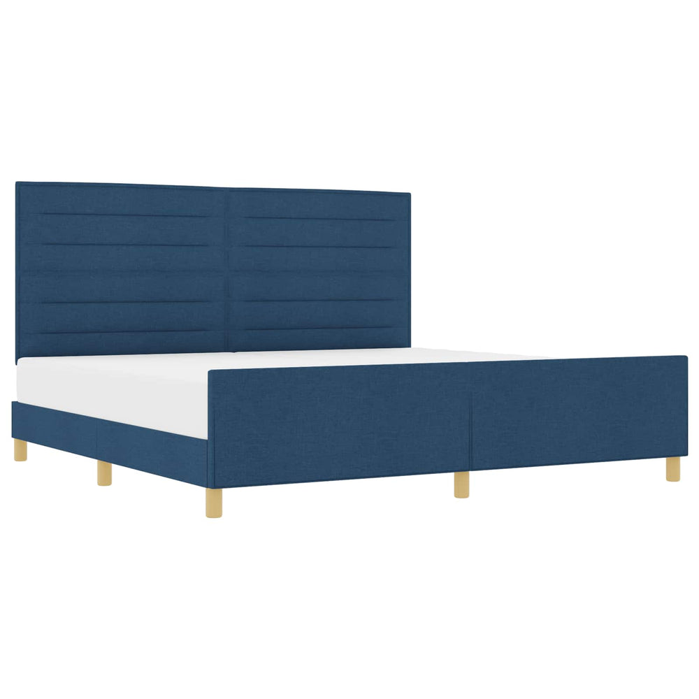 Blaues Bettgestell mit Kopfteil 200x200 cm
