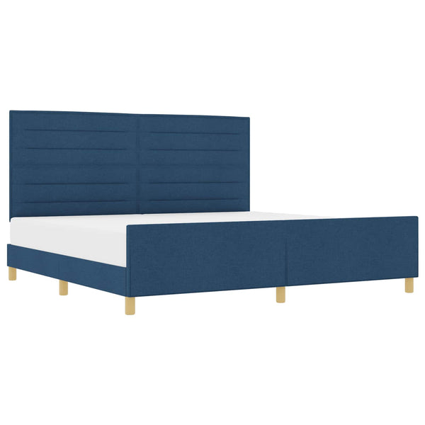 Blaues Bettgestell mit Kopfteil 200x200 cm
