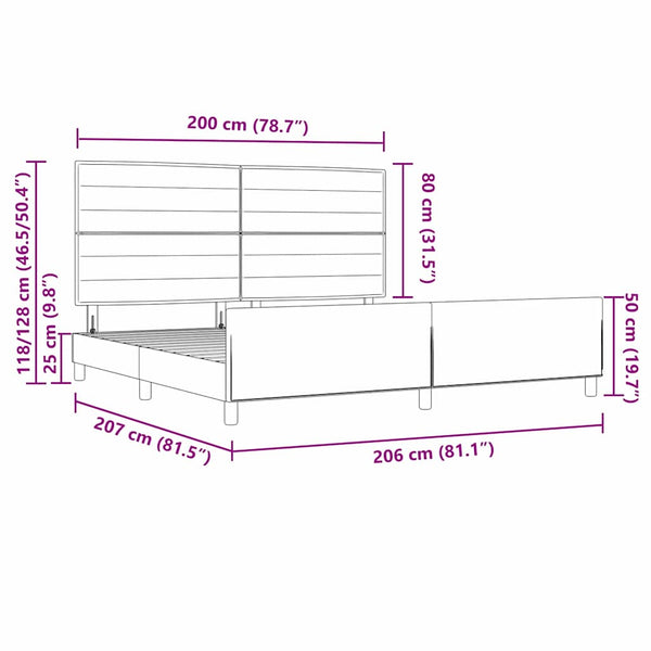 Blaues Bettgestell mit Kopfteil 200x200 cm