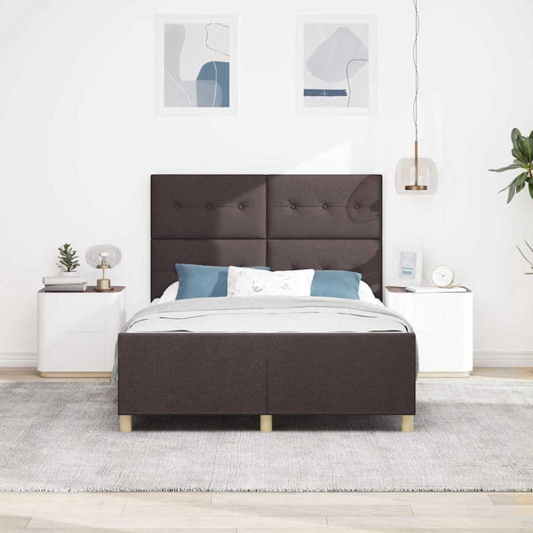 vidaXL Cadre de lit avec tête de lit Marron foncé 160 x 200 cm Tissu