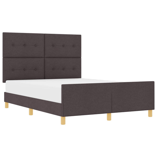vidaXL Cadre de lit avec tête de lit Marron foncé 160 x 200 cm Tissu