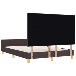 vidaXL Cadre de lit avec tête de lit Marron foncé 160 x 200 cm Tissu
