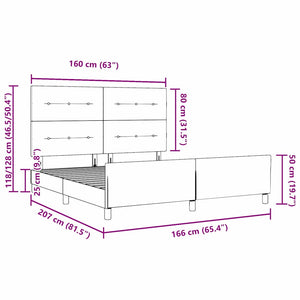 vidaXL Cadre de lit avec tête de lit Marron foncé 160 x 200 cm Tissu
