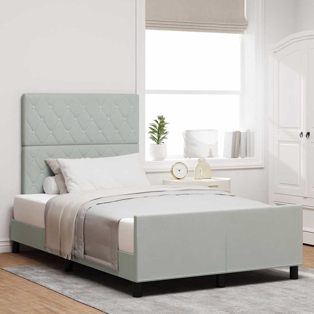 Boxspringbett 120x200 cm Hellgrau Samt