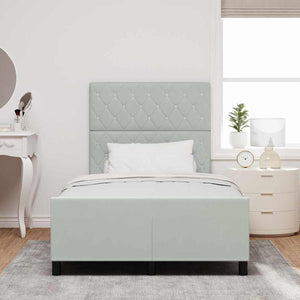 Boxspringbett 120x200 cm Hellgrau Samt