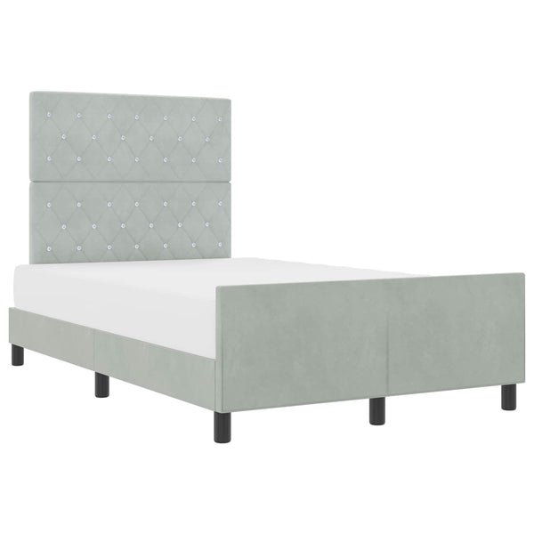Boxspringbett 120x200 cm Hellgrau Samt