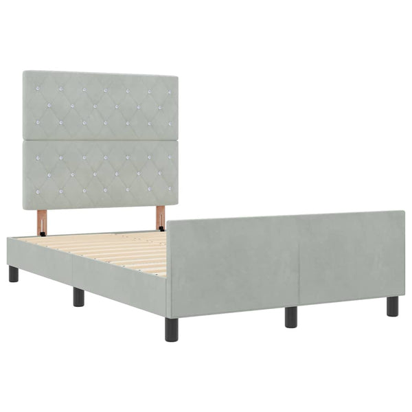 Boxspringbett 120x200 cm Hellgrau Samt