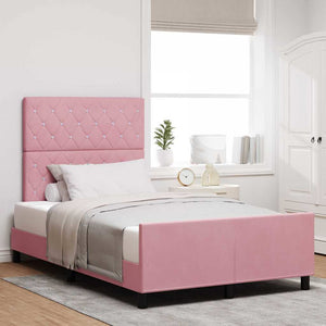 vidaXL Lit coffre avec tête de lit Rose 120 x 200 cm Velours