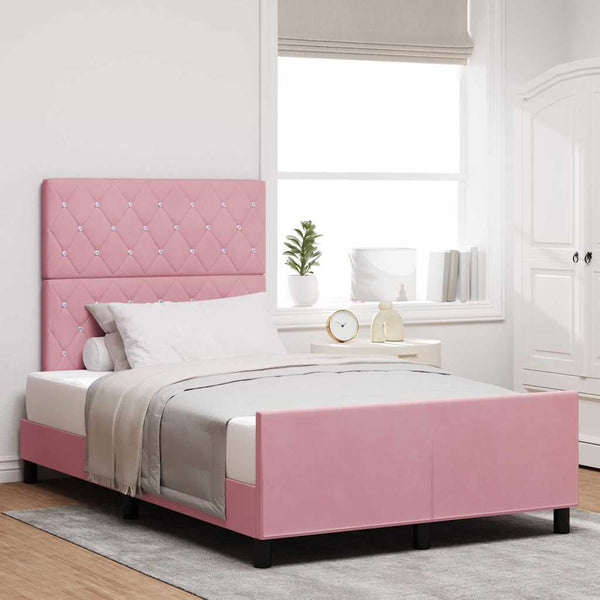 vidaXL Lit coffre avec tête de lit Rose 120 x 200 cm Velours