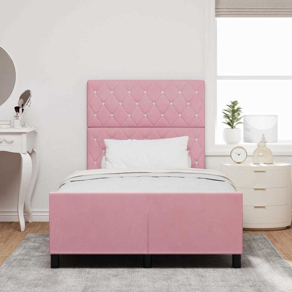 vidaXL Lit coffre avec tête de lit Rose 120 x 200 cm Velours