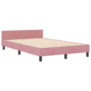 vidaXL Lit coffre avec tête de lit Rose 120 x 200 cm Velours