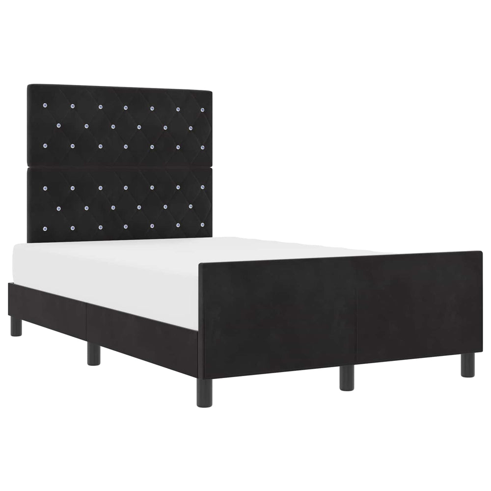 vidaXL Lit tapissier avec tête de lit Noir 120 x 200 cm Velours