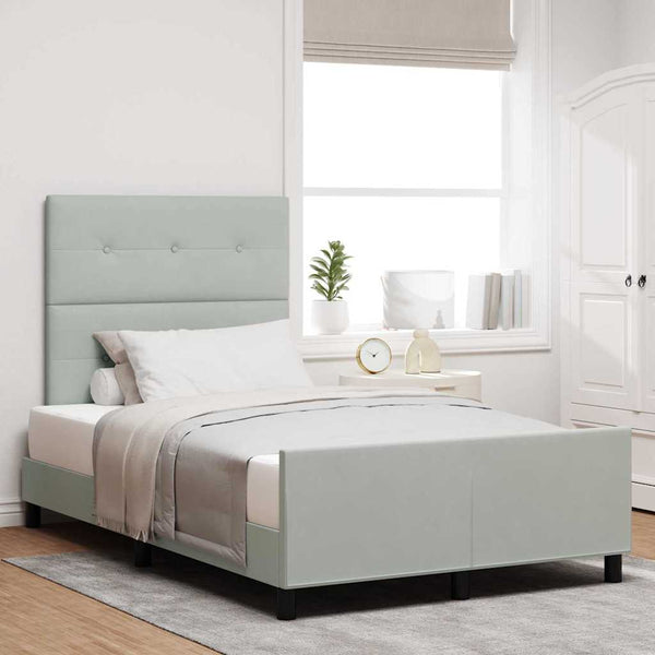 Boxspringbett Hellgrau Samt 120x190 cm