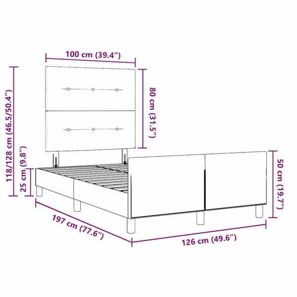 Boxspringbett Hellgrau Samt 120x190 cm