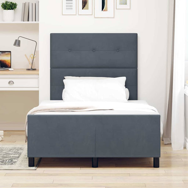 vidaXL Lit boxspring avec tête de lit Gris foncé 120 x 190 cm Velours