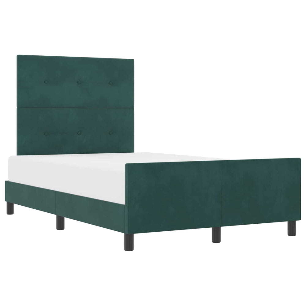 vidaXL Box Spring Bed with Headboard Dark Green 120 x 190 cm Velvet