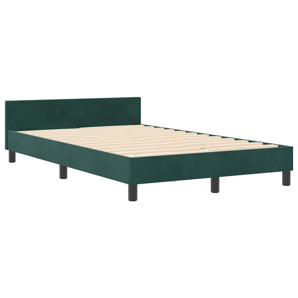 vidaXL Lit tapissier avec tête de lit vert foncé 120 x 190 cm Velours