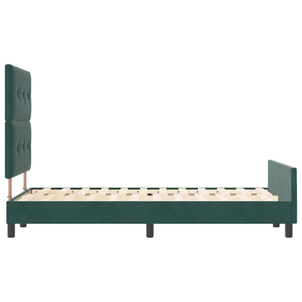 vidaXL Lit tapissier avec tête de lit vert foncé 120 x 190 cm Velours