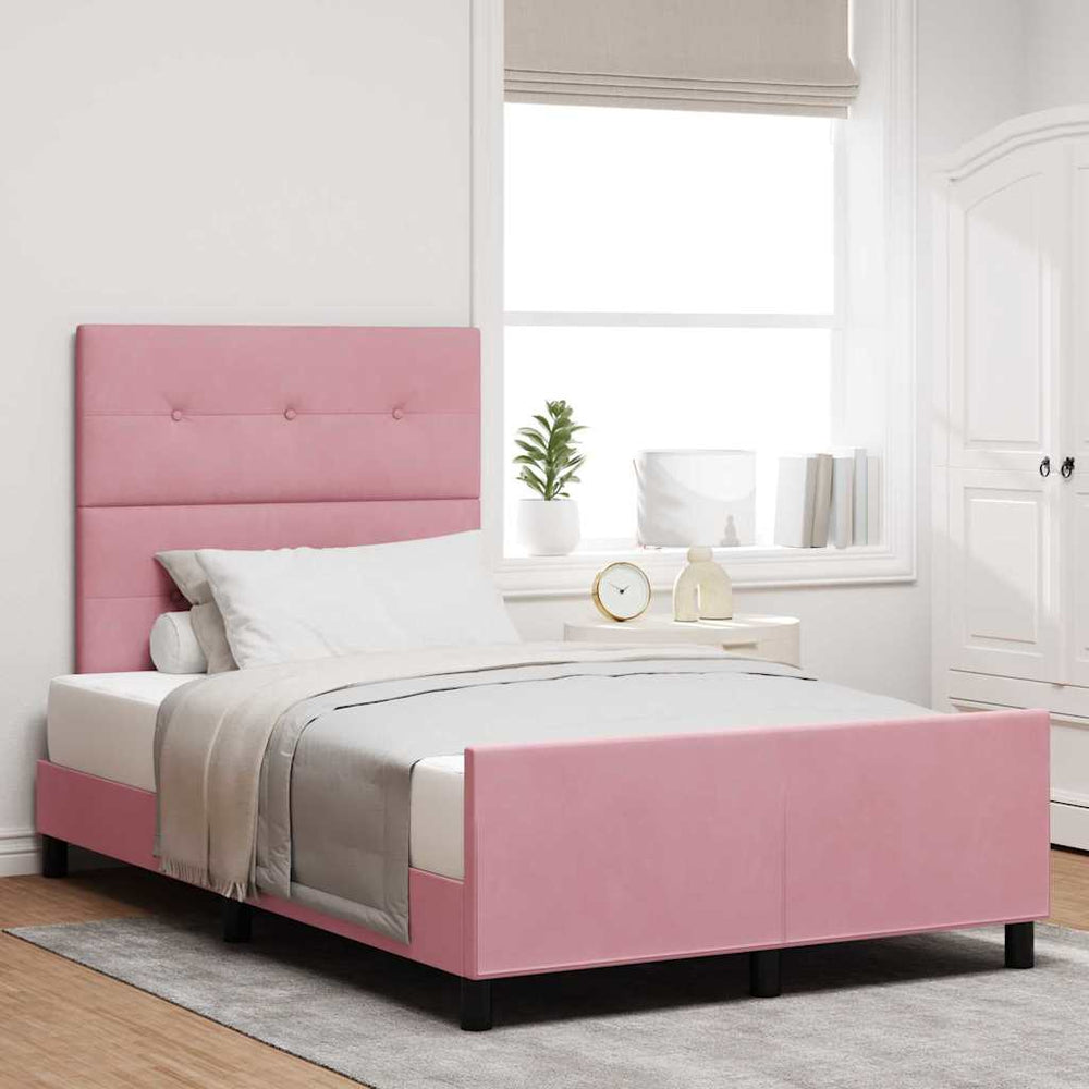 vidaXL Box Spring Bed with Headboard Pink 120 x 190 cm Velvet