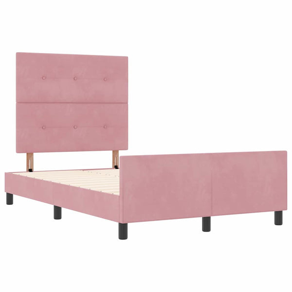 Boxspringbett Rosa Samt 120x190 cm mit Kopfteil