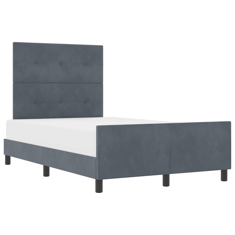 vidaXL Lit coffre avec tête de lit gris foncé 120 x 200 cm Velours