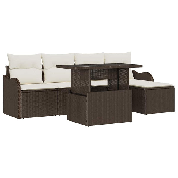 Gartensofa Set Braun Polyrattan 6-teilig