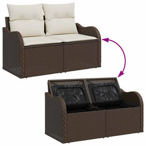 Gartensofa Set Braun Polyrattan 6-teilig
