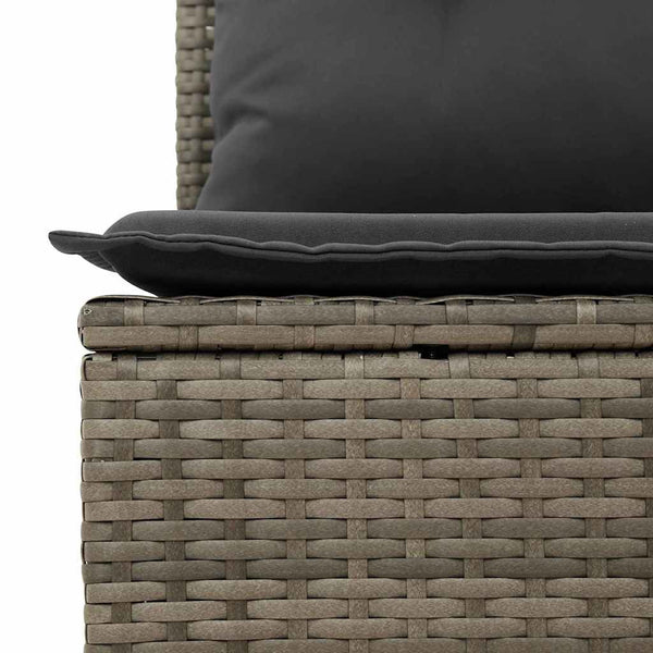 Gartensofa Set Grau Poly Rattan mit Kissen 5-teilig