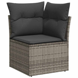 Gartensofa Set Grau Poly Rattan mit Kissen 5-teilig