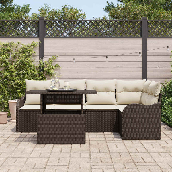 Gartensofa Set Braun Poly Rattan 6-teilig