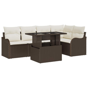Gartensofa Set Braun Poly Rattan 6-teilig