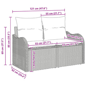 Gartensofa Set Braun Poly Rattan 6-teilig
