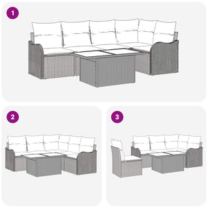 Gartensofa Set Braun Poly Rattan 6-teilig