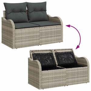 Gartensofa Set Hellgrau Poly Rattan 6-teilig