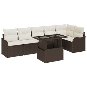Gartensofa Set Braun Poly Rattan 7-teilig